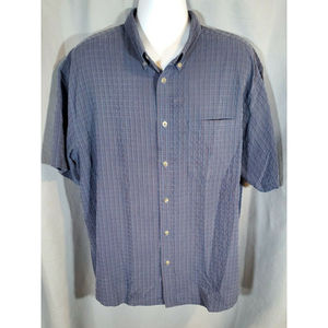 Cabela's Men's‎ Adult Sz XL Button Shirt Short Sleeve Plaid Blue
